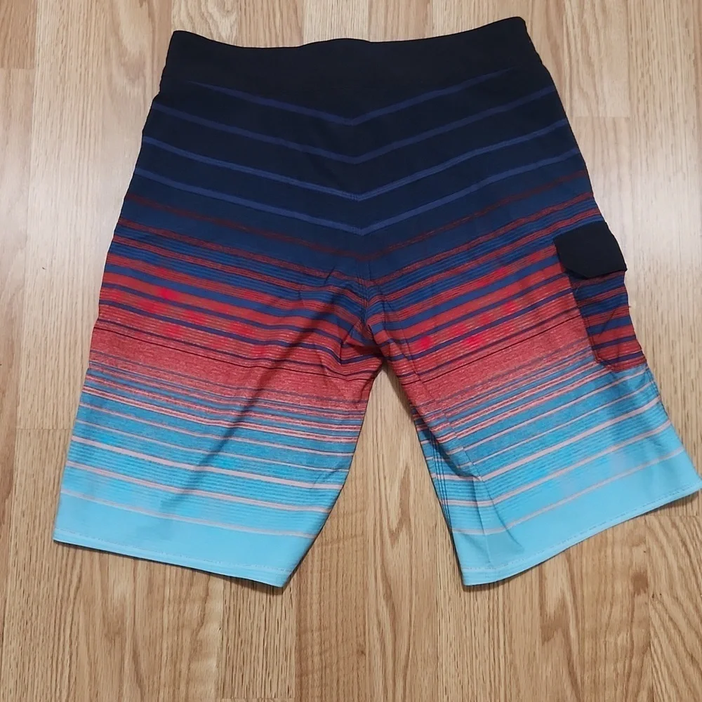 Billabong All Day Pro Men's Gradient Stripped Swim Shorts - Red and Blue